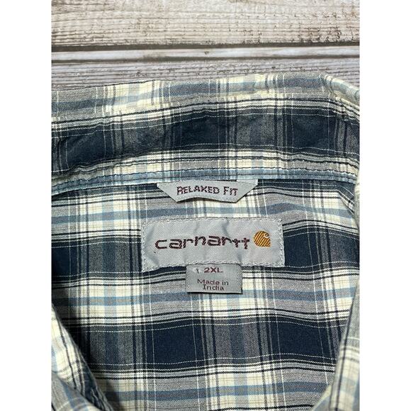 Carhartt Nens Short Sleeve Button Up Relaxed Fit Blue 2XL XXL - Picture 4 of 6